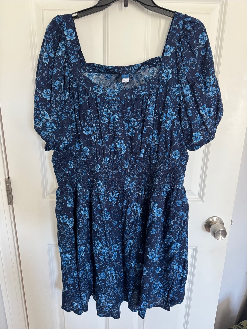 Old Navy Dark Blue Floral Square-Neck Midi Dress